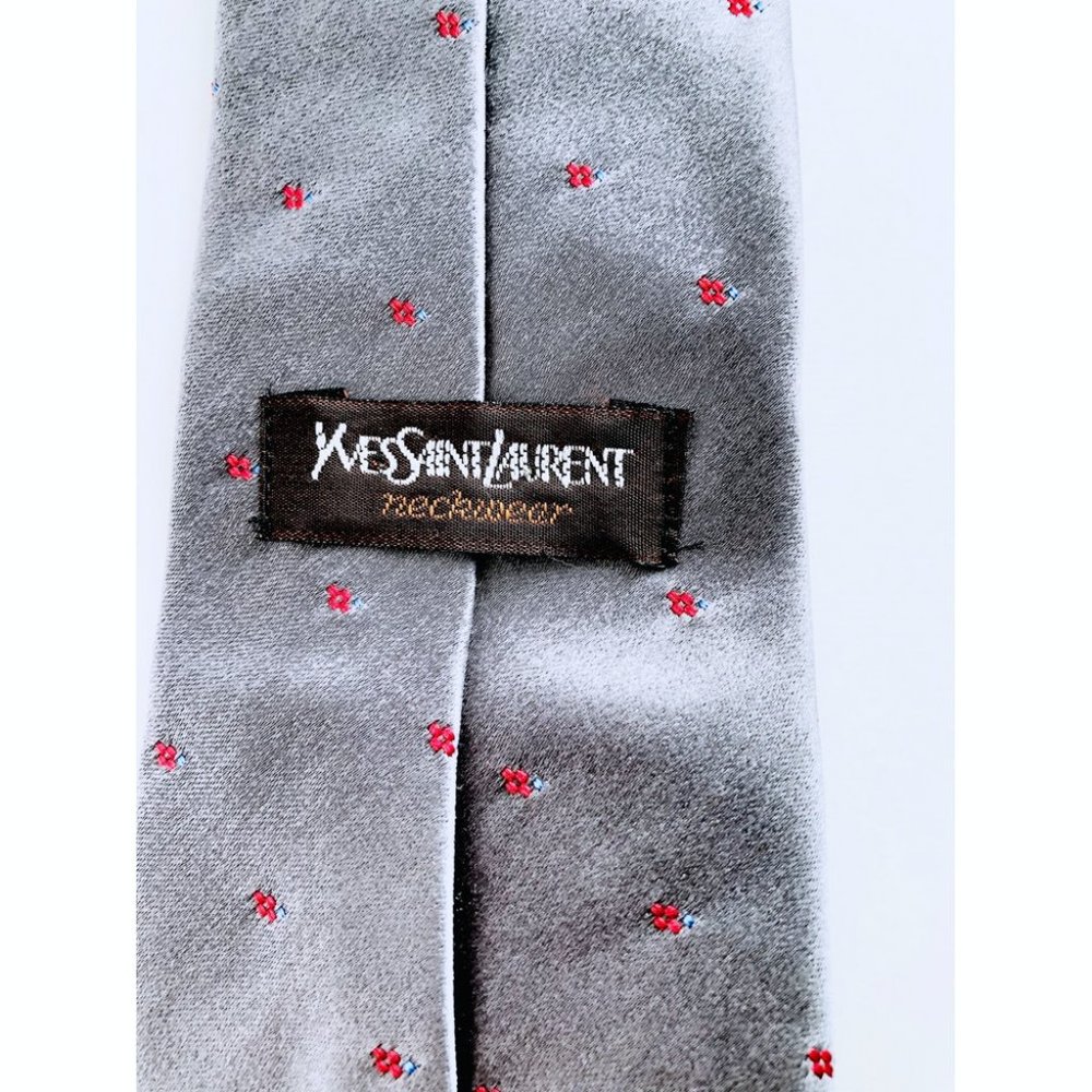 Yves Saint Laurent Silver Silk Tie - Picture 5 of 5